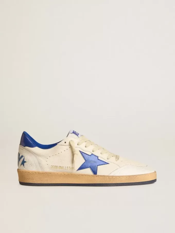 Ball Star Wishes da uomo in pelle nappa bianca con stella blu brillante e linguetta sul tallone