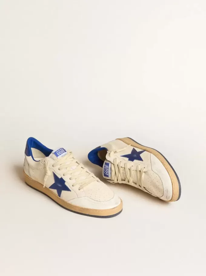 Ball Star Wishes da uomo in pelle nappa bianca con stella blu brillante e linguetta sul tallone