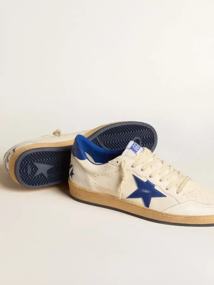 Ball Star Wishes da uomo in pelle nappa bianca con stella blu brillante e linguetta sul tallone