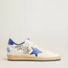 Ball Star Wishes da uomo in pelle nappa bianca con stella blu brillante e linguetta sul tallone