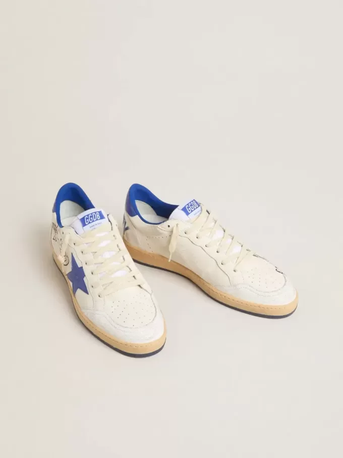 Ball Star Wishes da uomo in pelle nappa bianca con stella blu brillante e linguetta sul tallone