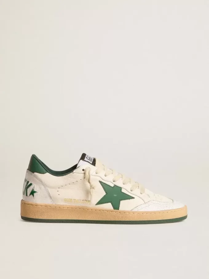 Ball Star Wishes da donna in pelle nappa bianca con stella e linguetta sul tallone in pelle verde