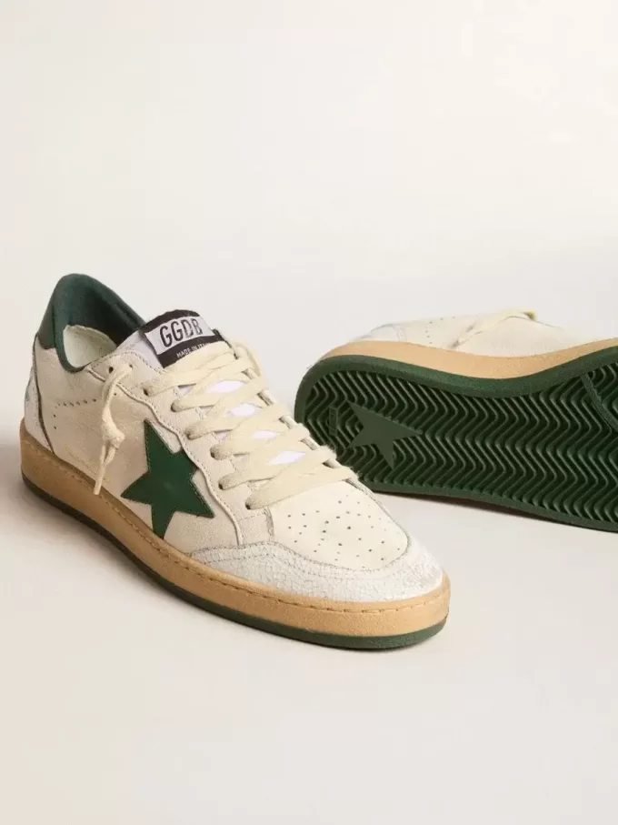 Ball Star Wishes da donna in pelle nappa bianca con stella e linguetta sul tallone in pelle verde