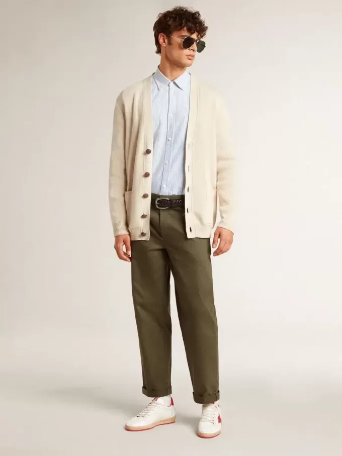 Ball Star  Wishes da uomo in pelle bianca con stella rossa e linguetta sul tallone