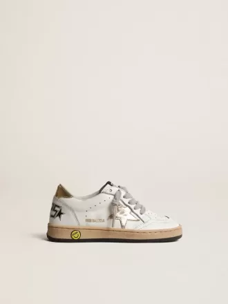 Ball Star Young con stella e linguetta sul tallone in pelle metallizzata dorata