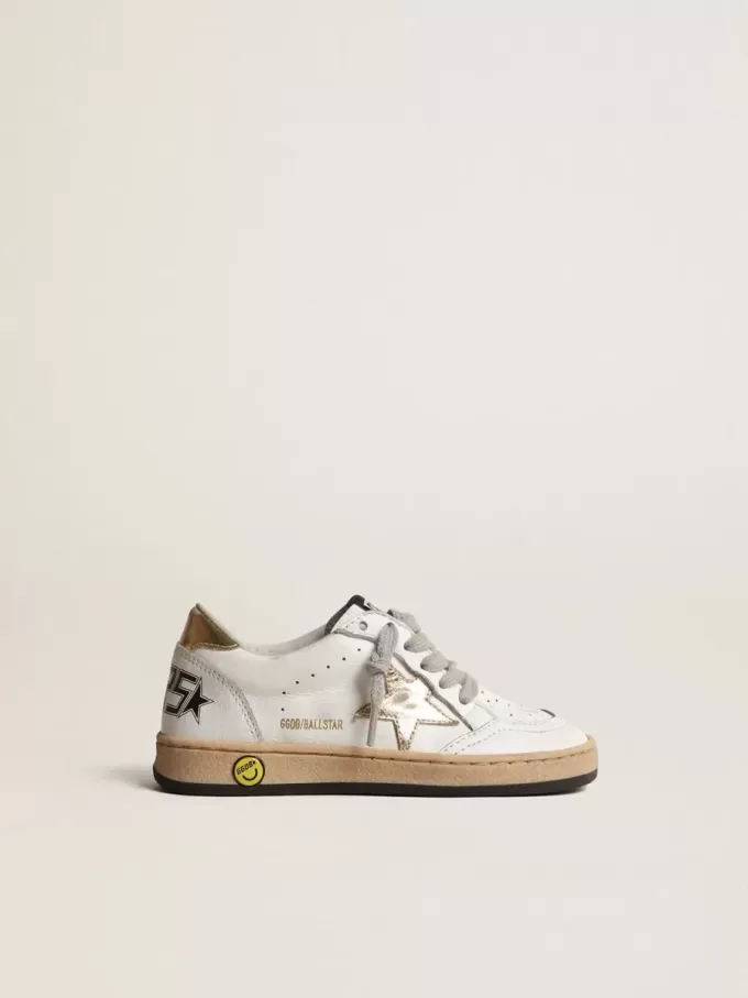Ball Star Young con stella e linguetta sul tallone in pelle metallizzata dorata