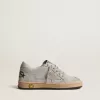 Ball Star Young glitterate con inserti in pelle scamosciata grigio ghiaccio