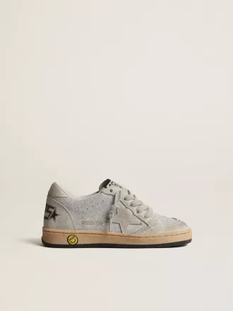 Ball Star Young glitterate con inserti in pelle scamosciata grigio ghiaccio