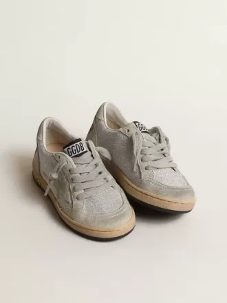 Ball Star Young glitterate con inserti in pelle scamosciata grigio ghiaccio