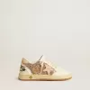 Ball Star Young in glitter e nappa con stella e linguetta sul tallone in pelle