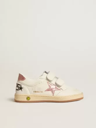 Ball Star Young in nappa con stella glitterata rosa pesca e linguetta sul tallone