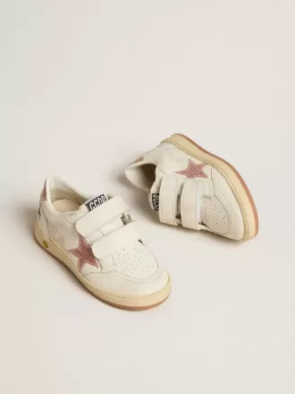 Ball Star Young in nappa con stella glitterata rosa pesca e linguetta sul tallone