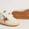 Ball Star Young in nappa con stella glitterata rosa pesca e linguetta sul tallone