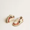 Ball Star Young in nappa con stella nera e inserti in pelle rossa