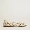Ballerine Amy in nappa bianca con borchie color argento