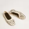 Ballerine Amy in nappa bianca con borchie color argento