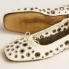 Ballerine Amy in nappa bianca con borchie color argento
