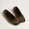 Ballerine Amy in nappa nera con borchie color argento