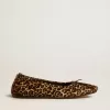 Ballerine Amy in pelle di cavallino beige con stampa leopardata