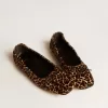 Ballerine Amy in pelle di cavallino beige con stampa leopardata