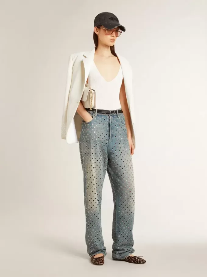 Ballerine Amy in pelle di cavallino beige con stampa leopardata