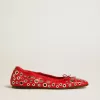 Ballerine Amy in pelle nappa rossa con borchie color argento