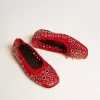 Ballerine Amy in pelle nappa rossa con borchie color argento