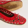 Ballerine Amy in pelle nappa rossa con borchie color argento