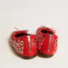 Ballerine Amy in pelle nappa rossa con borchie color argento