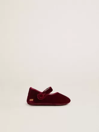 Ballerine Sofi Baby in velluto bordeaux e pelle scamosciata