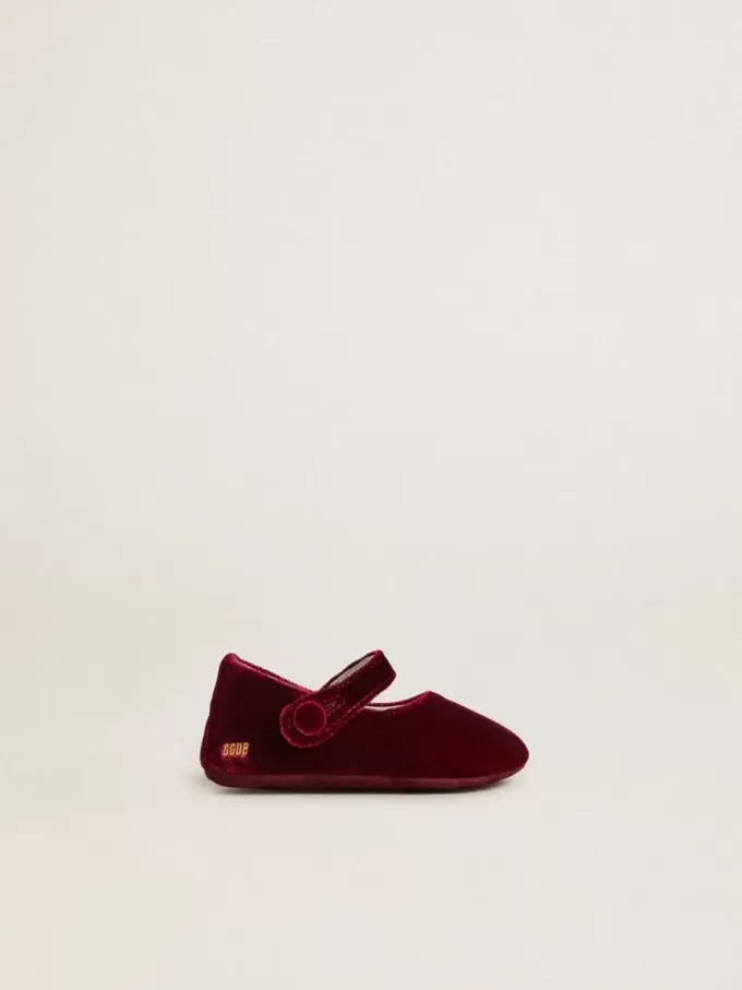 Ballerine Sofi Baby in velluto bordeaux e pelle scamosciata