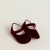 Ballerine Sofi Baby in velluto bordeaux e pelle scamosciata