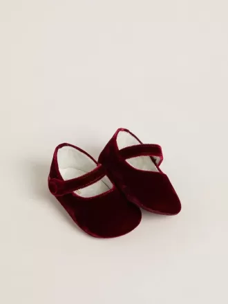 Ballerine Sofi Baby in velluto bordeaux e pelle scamosciata