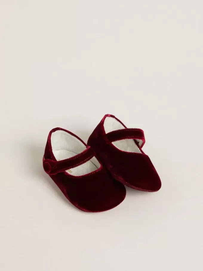 Ballerine Sofi Baby in velluto bordeaux e pelle scamosciata