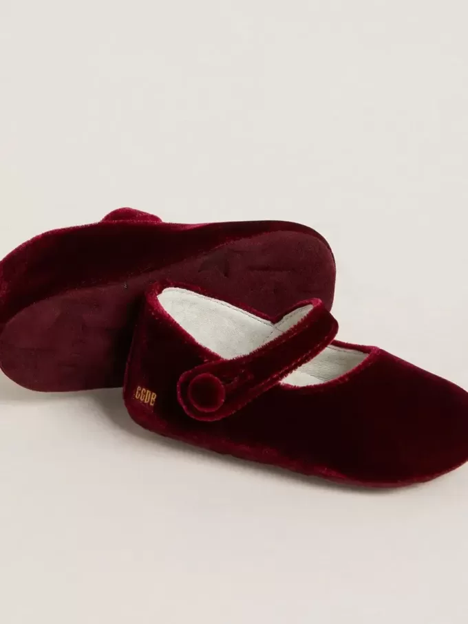 Ballerine Sofi Baby in velluto bordeaux e pelle scamosciata