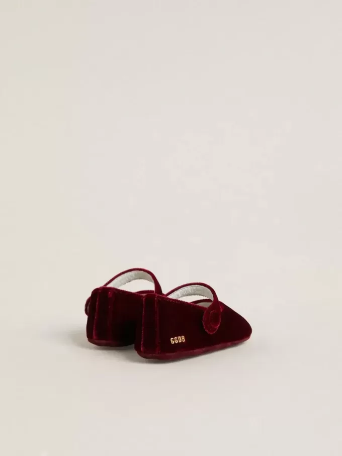 Ballerine Sofi Baby in velluto bordeaux e pelle scamosciata