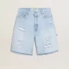 Bermuda da donna in denim effetto vissuto