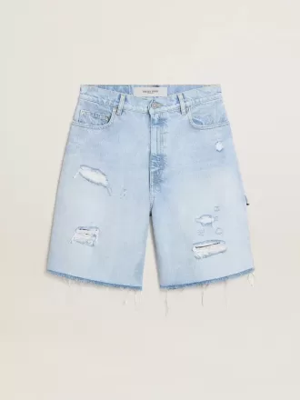 Bermuda da donna in denim effetto vissuto