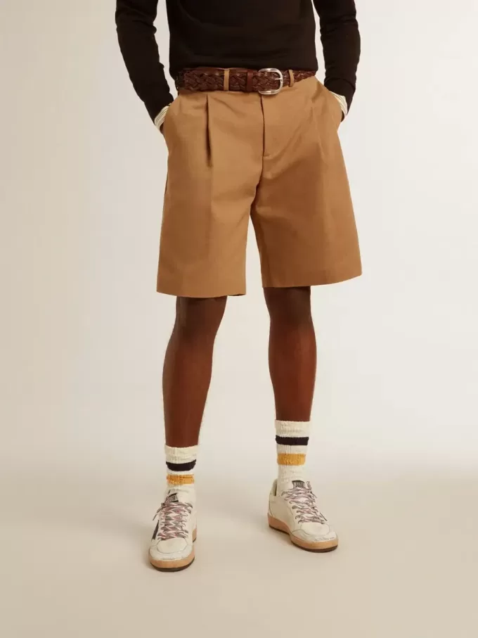 Bermuda da uomo in cotone beige