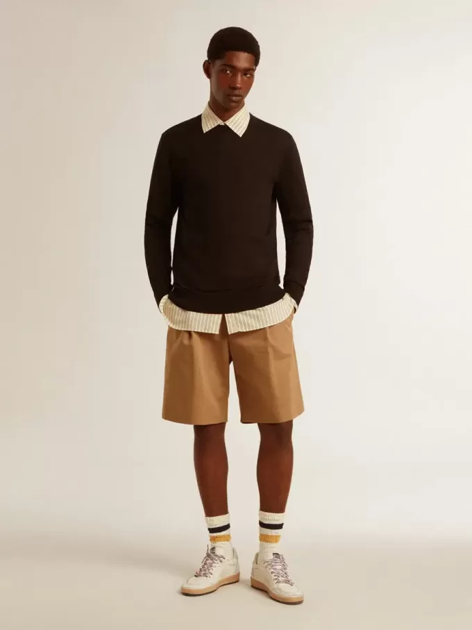 Bermuda da uomo in cotone beige