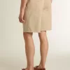 Bermuda da uomo in denim beige con finitura effetto vissuto