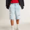 Bermuda da uomo in denim con effetto vissuto Bermuda da uomo in denim con effetto vissuto