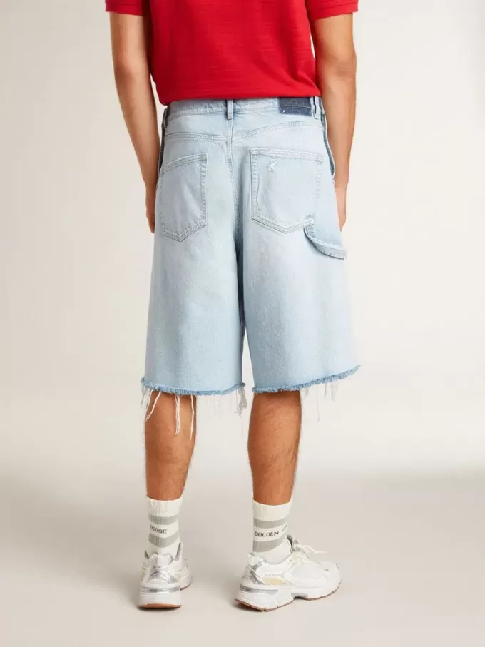 Bermuda da uomo in denim con effetto vissuto Bermuda da uomo in denim con effetto vissuto