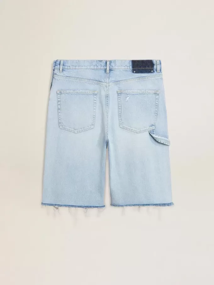 Bermuda da uomo in denim con effetto vissuto Bermuda da uomo in denim con effetto vissuto