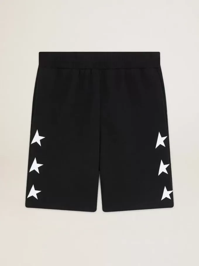 Bermuda da uomo neri con stelle bianche Bermuda da uomo neri con stelle bianche