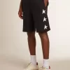 Bermuda da uomo neri con stelle bianche Bermuda da uomo neri con stelle bianche