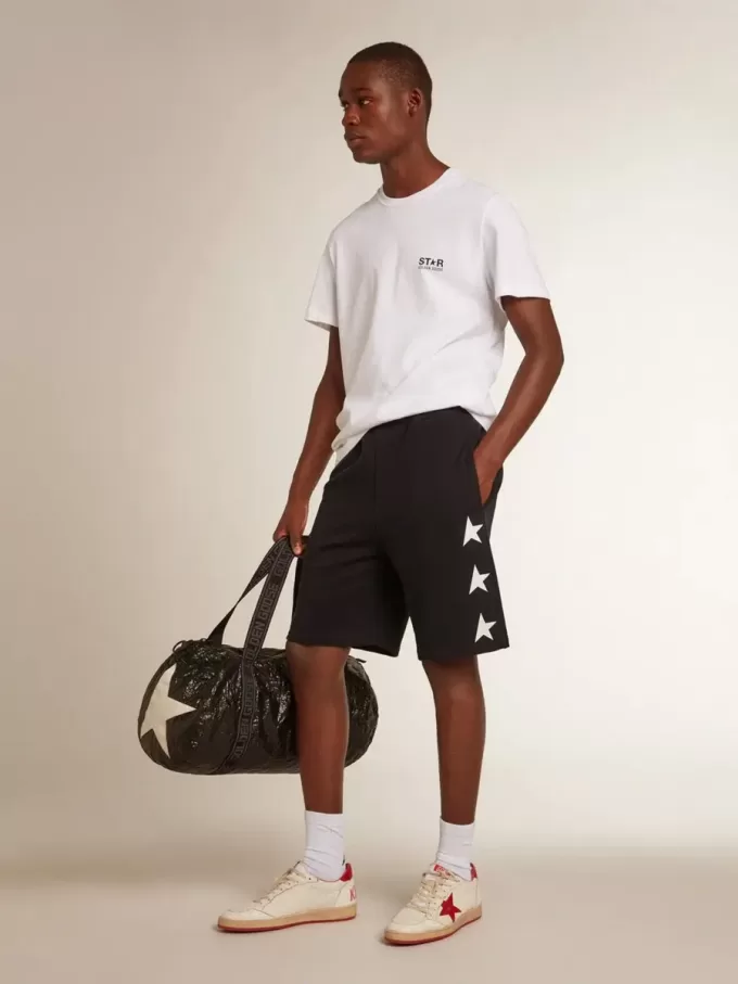 Bermuda da uomo neri con stelle bianche Bermuda da uomo neri con stelle bianche