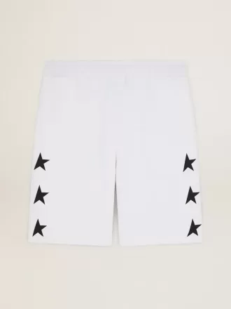 Bermuda da uomo vintage bianchi con stelle nere a contrasto
