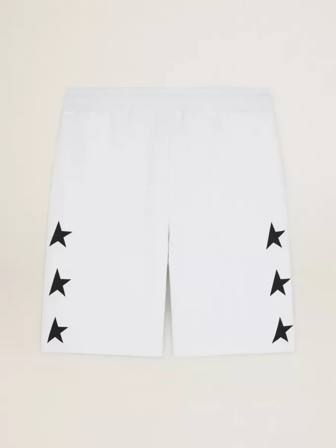 Bermuda da uomo vintage bianchi con stelle nere a contrasto Bermuda da uomo vintage bianchi con stelle nere a contrasto