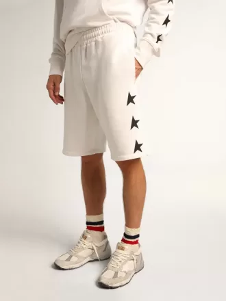 Bermuda da uomo vintage bianchi con stelle nere a contrasto